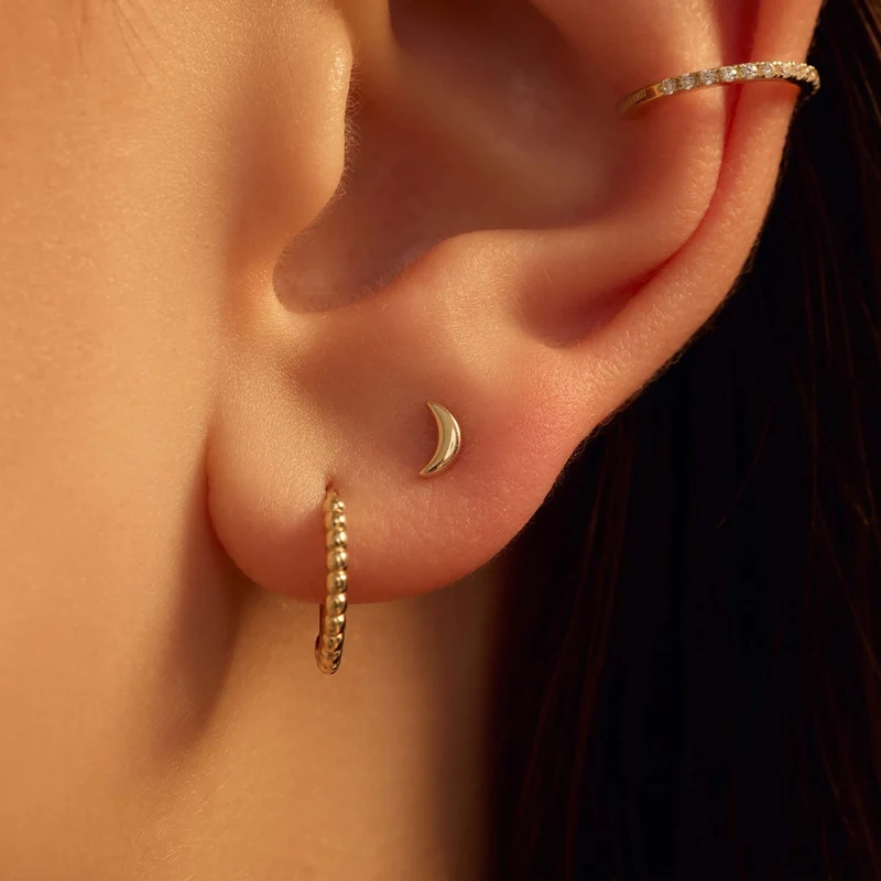 Beloro Jewels Della Spiga Ceri 9 Karaat Oorknoppen met Maantje BO360095