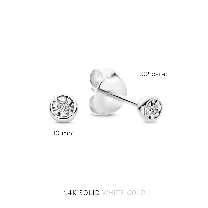 Isabel Bernard De La Paix Inaya 14 Karaat Witgouden Oorknoppen | Diamant 0.02 ct | IBD360023