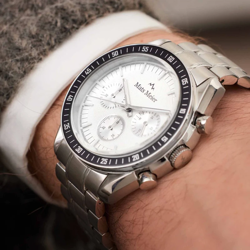 Mats Meier Arosa Racing Chronograaf Herenhorloge Zilverkleurig MM50018