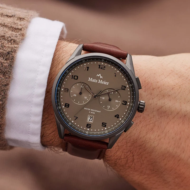 Mats Meier Mont Vélan Chrono Grijs/Bruine Horloge MM10005