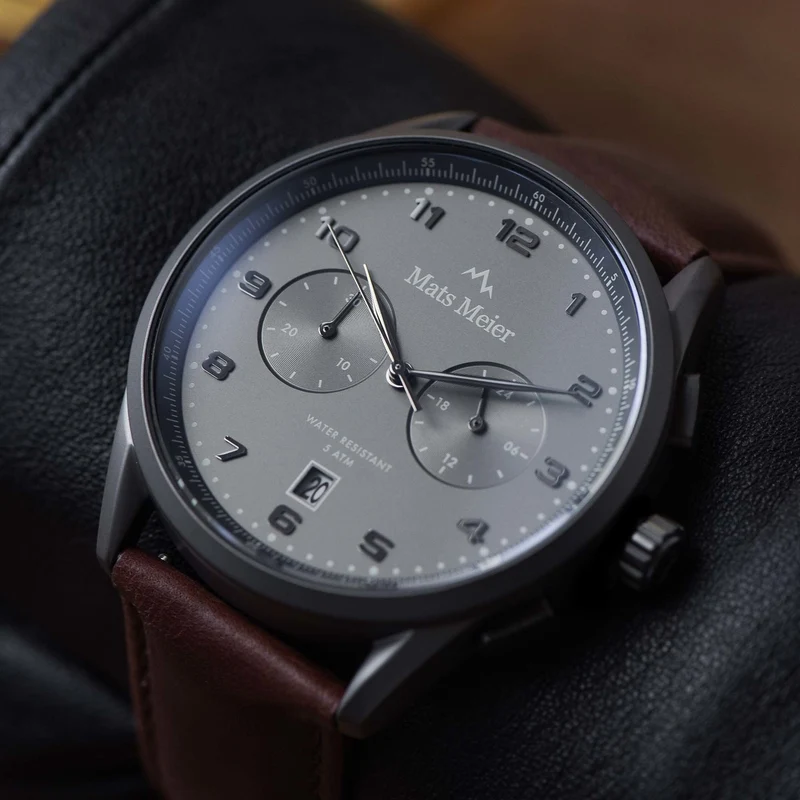 Mats Meier Mont Vélan Chrono Grijs/Bruine Horloge MM10005
