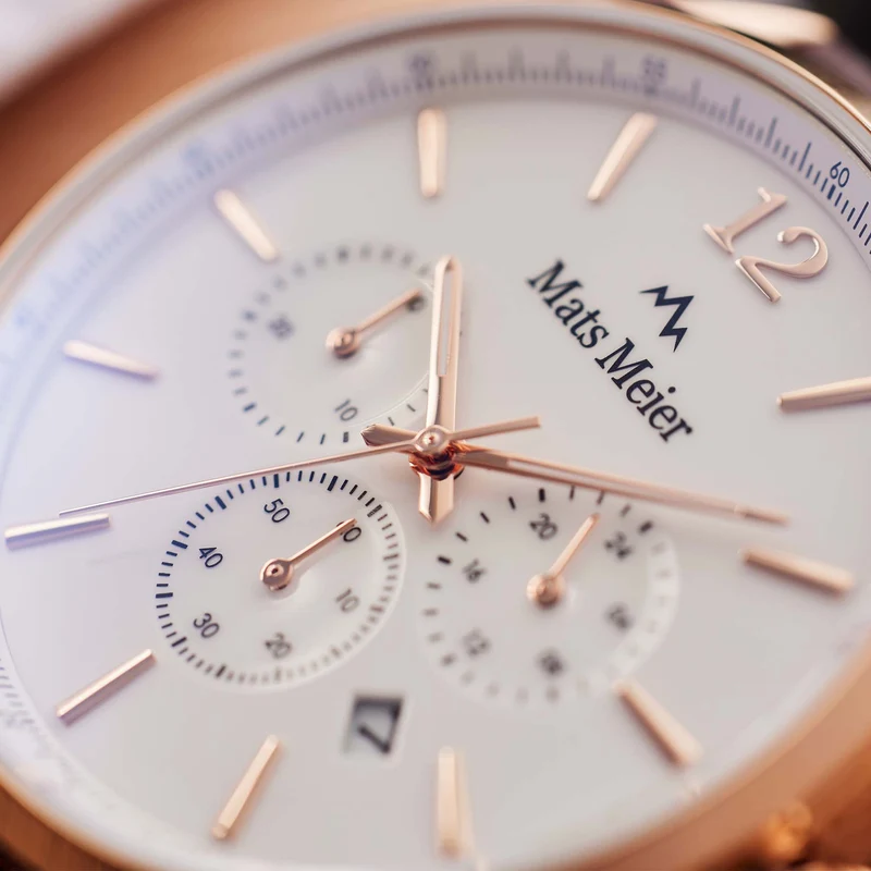 Mats Meier Grand Cornier Chrono Wit/Rosegoudkleurig/Bruin horloge MM00107