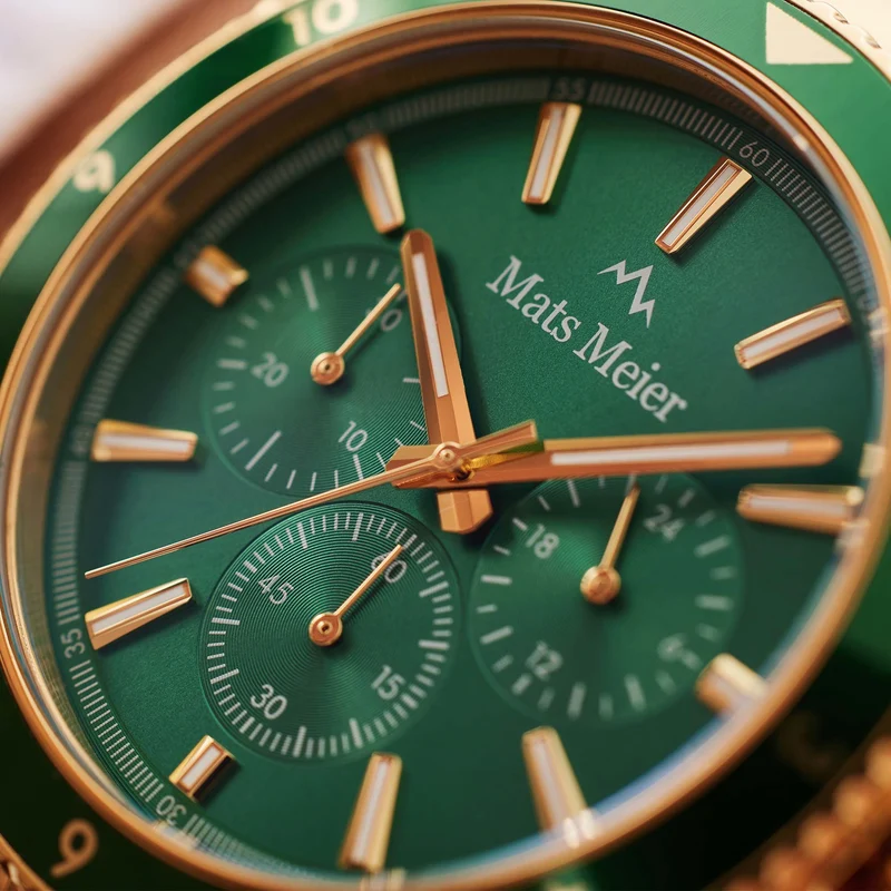 Mats Meier Ponte dei Salti Chronograaf Herenhorloge Goudkleurig en Groen MM00512
