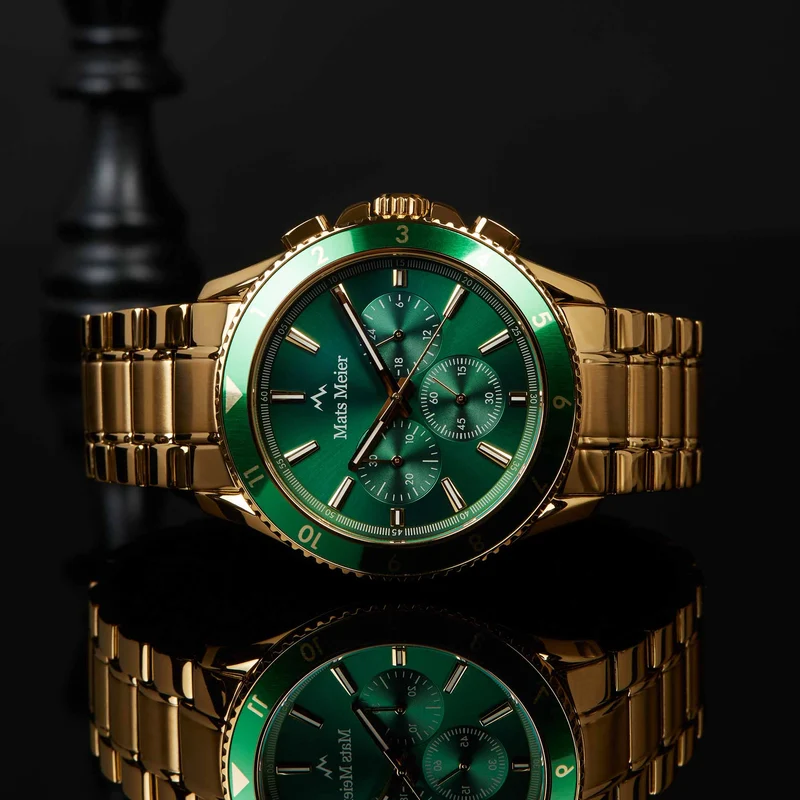 Mats Meier Ponte dei Salti Chronograaf Herenhorloge Goudkleurig en Groen MM00512