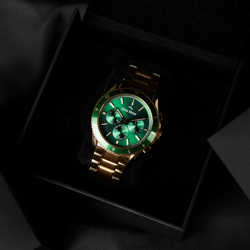 Mats Meier Ponte dei Salti Chronograaf Herenhorloge Goudkleurig en Groen MM00512