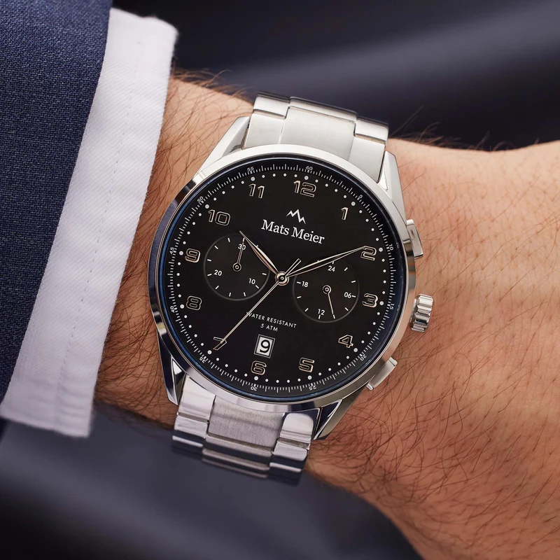 Mats Meier Mont Vélan Chrono Zwart/Zilverkleurig horloge MM10004
