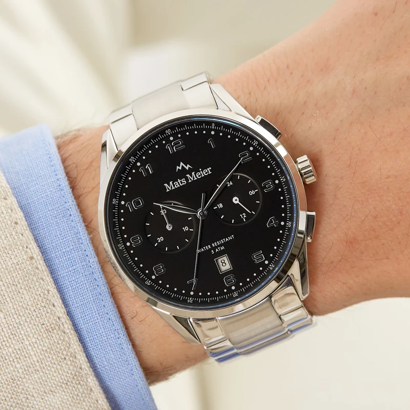 Mats Meier Mont Vélan Chrono Zwart/Zilverkleurig horloge MM10004
