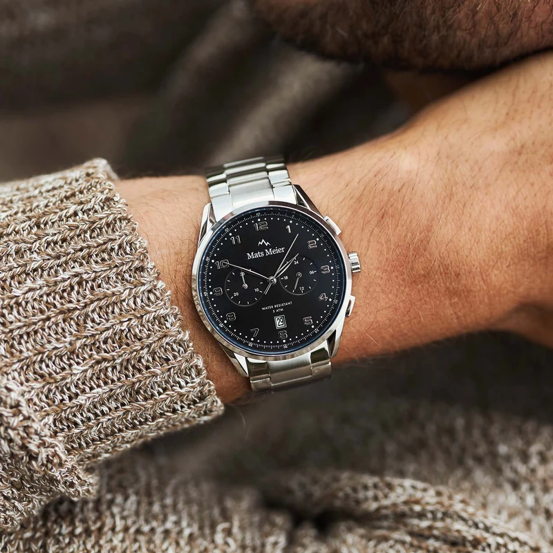 Mats Meier Mont Vélan Chrono Zwart/Zilverkleurig horloge MM10004