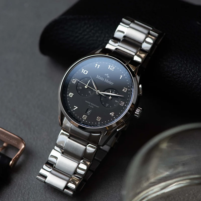 Mats Meier Mont Vélan Chrono Zwart/Zilverkleurig horloge MM10004