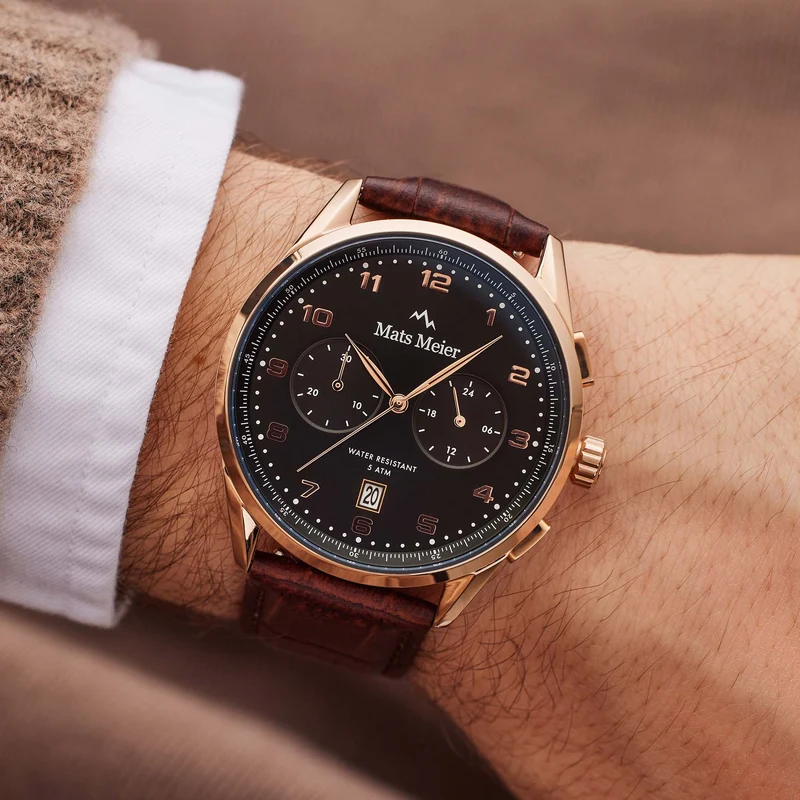 Mats Meier Mont Vélan Chrono Zwart/Bruin horloge MM10001