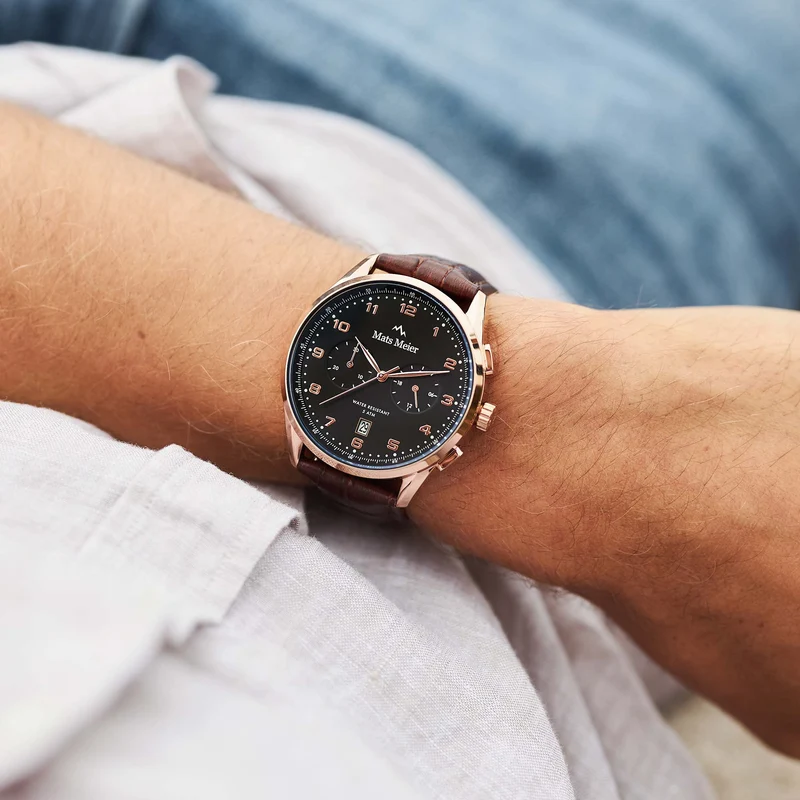 Mats Meier Mont Vélan Chrono Zwart/Bruin horloge MM10001