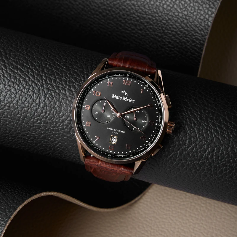 Mats Meier Mont Vélan Chrono Zwart/Bruin horloge MM10001