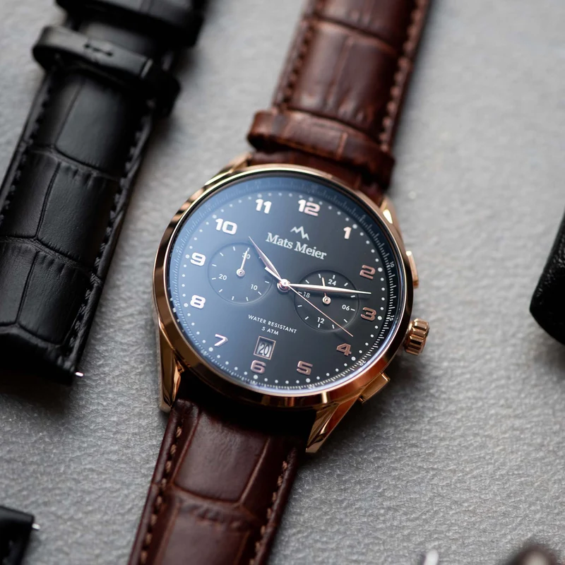 Mats Meier Mont Vélan Chrono Zwart/Bruin horloge MM10001