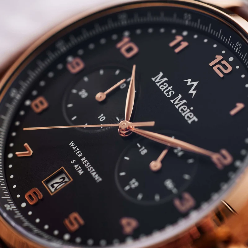 Mats Meier Mont Vélan Chrono Zwart/Bruin horloge MM10001