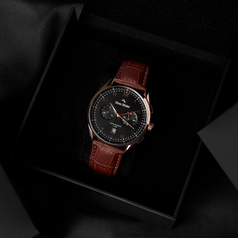 Mats Meier Mont Vélan Chrono Zwart/Bruin horloge MM10001
