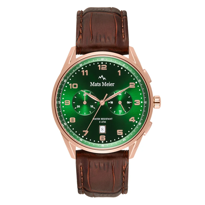 Mats Meier Mont Vélan Chrono Groen/Bruine Horloge MM10002