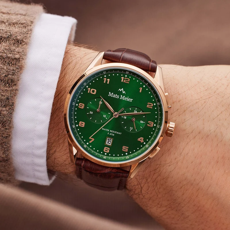Mats Meier Mont Vélan Chrono Groen/Bruine Horloge MM10002