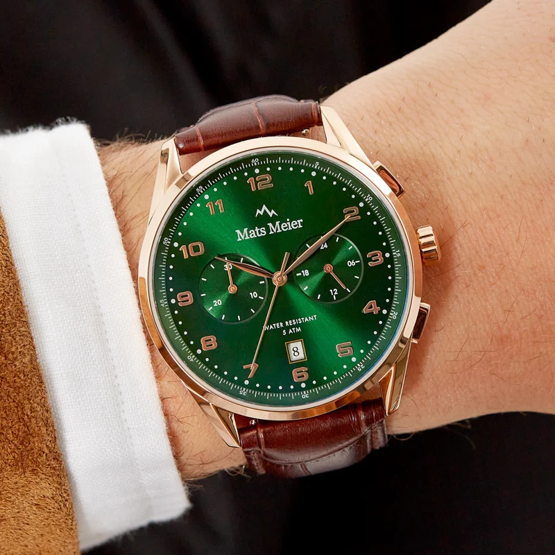 Mats Meier Mont Vélan Chrono Groen/Bruine Horloge MM10002
