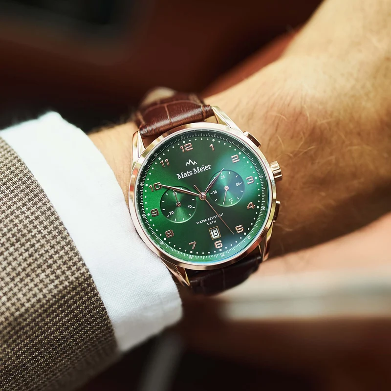 Mats Meier Mont Vélan Chrono Groen/Bruine Horloge MM10002
