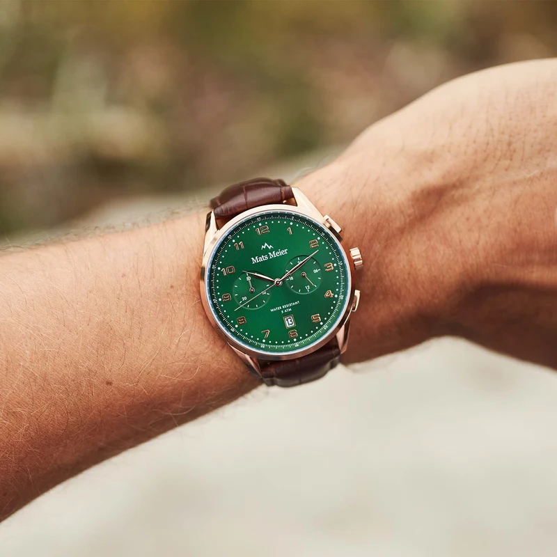 Mats Meier Mont Vélan Chrono Groen/Bruine Horloge MM10002