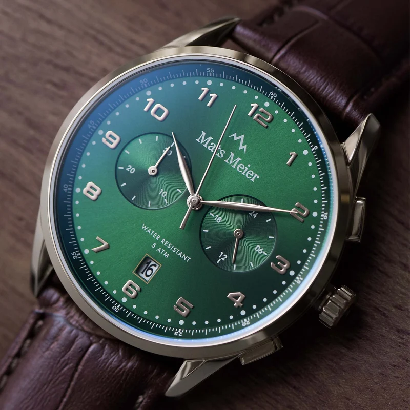 Mats Meier Mont Vélan Chrono Groen/Bruine Horloge MM10002