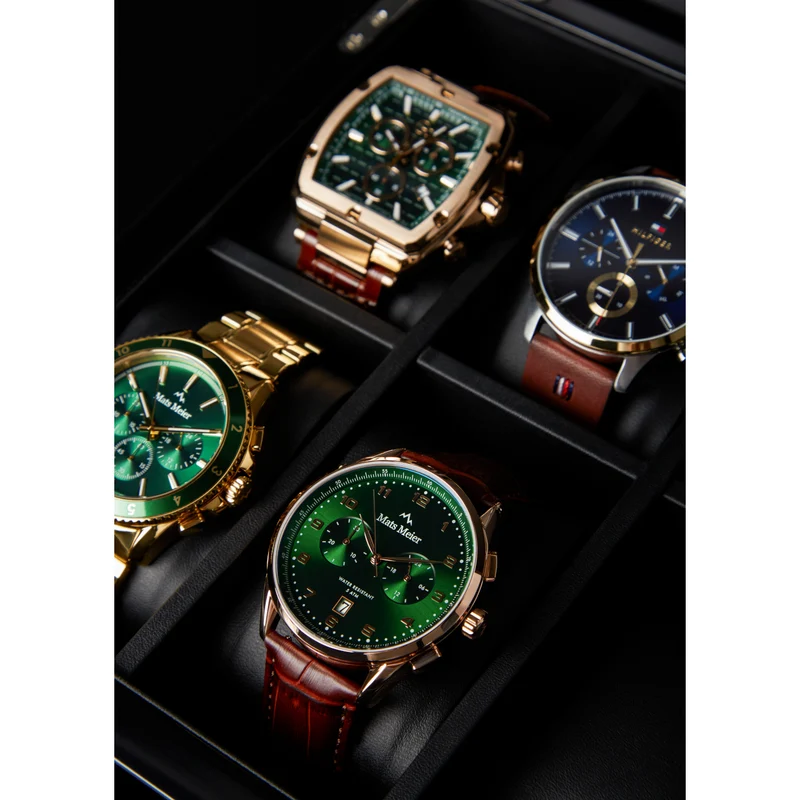 Mats Meier Mont Vélan Chrono Groen/Bruine Horloge MM10002