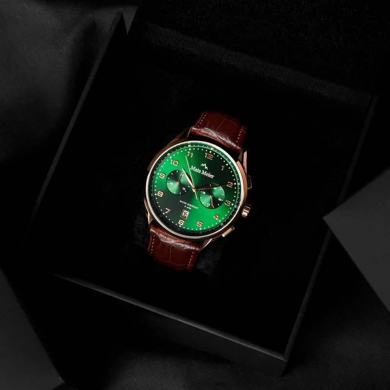 Mats Meier Mont Vélan Chrono Groen/Bruine Horloge MM10002