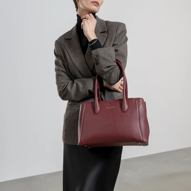 Isabel Bernard Honoré Cloe Midi Bordeaux Kalfsleren Handtas IB25082-052