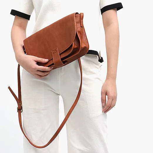 CEZIRA Bolso bandolera de cuero vegano de estilo vintage
