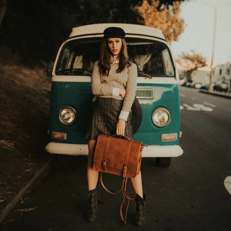 Bolso / maletín / mochila para portátil con estampado de flores de cuero vegano ECOSUSI