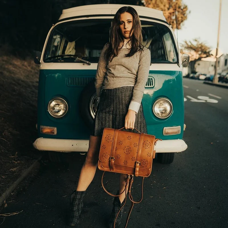 Bolso / maletín / mochila para portátil con estampado de flores de cuero vegano ECOSUSI