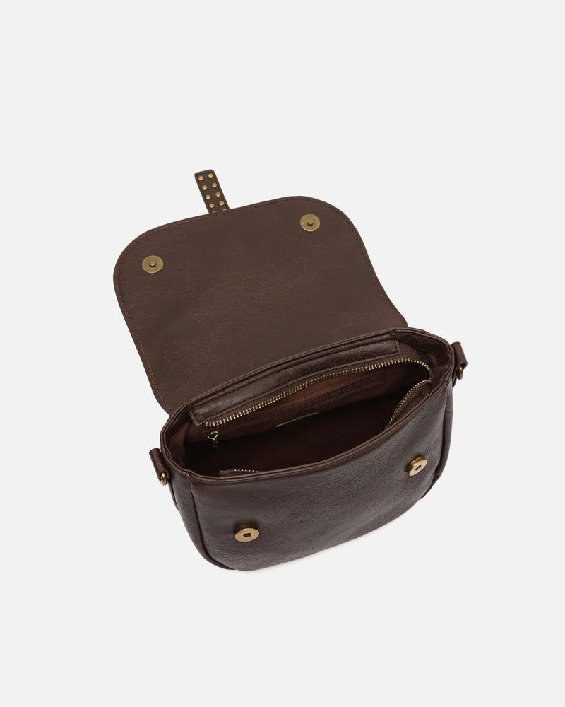 Mampi bolso bandolera pequeño con solpa y detalles metálicos