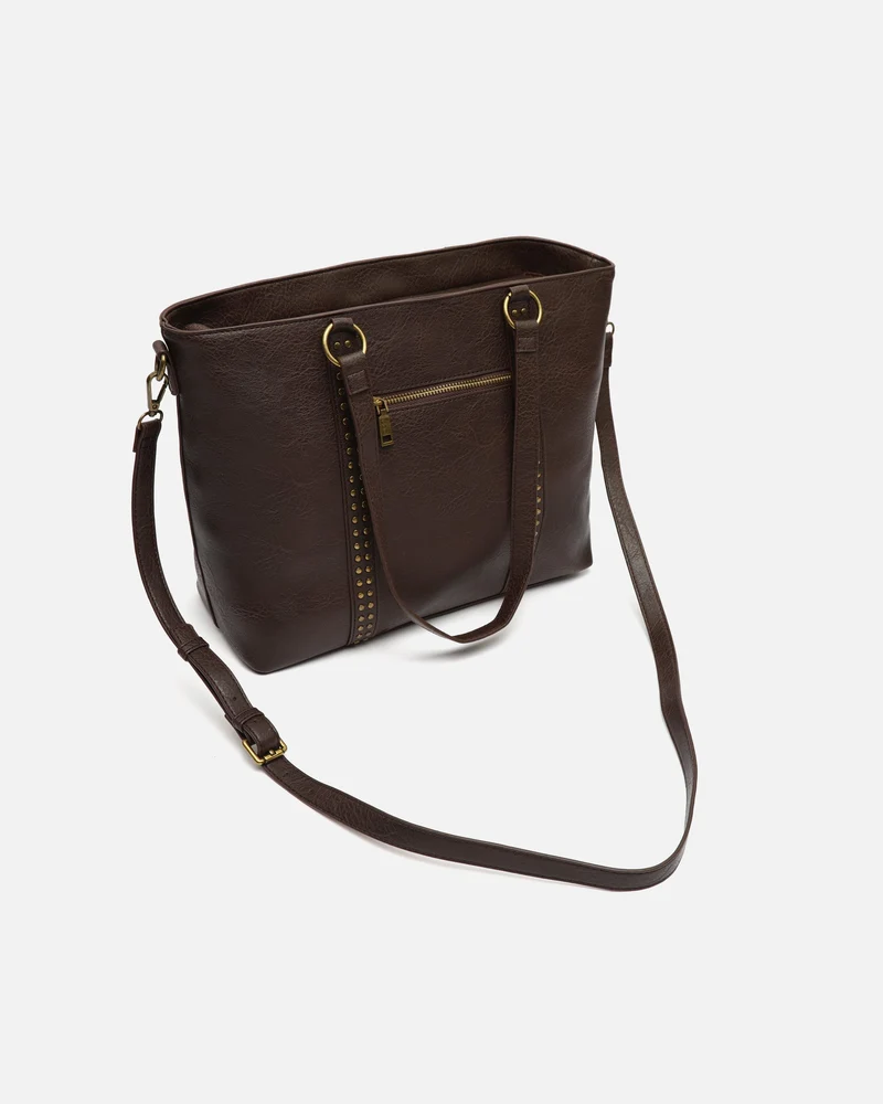 Mampini bolso shopper grande con asa bandolera extraíble y detalles metálicos