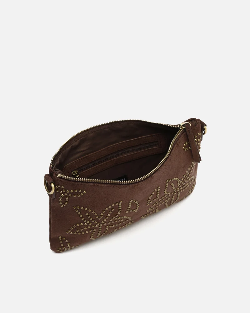 Tachitu-1 bolso de hombro e bandolera pequeño efecto ante con detalles metálicos
