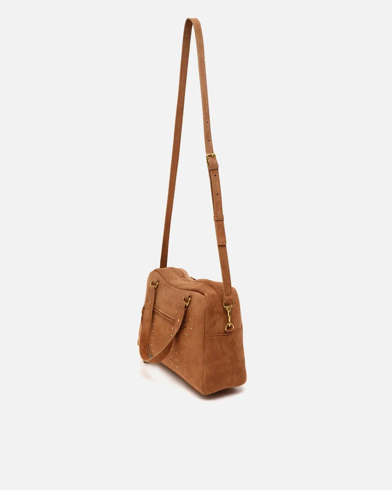 Seysy bolso de mano y bandolera efecto ante con detalles metálicos