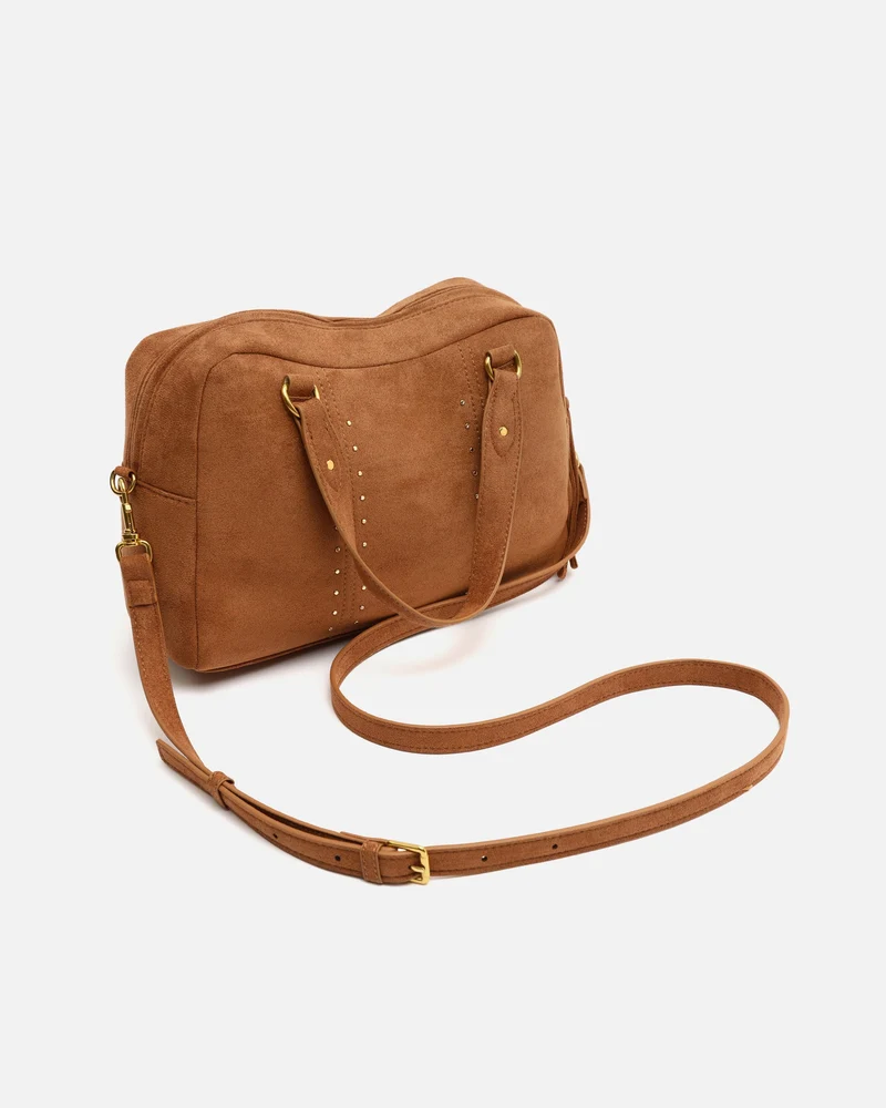 Seysy bolso de mano y bandolera efecto ante con detalles metálicos
