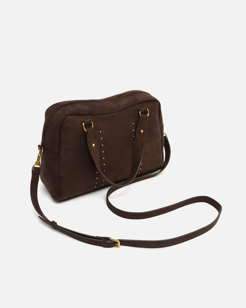 Seysy bolso de mano y bandolera efecto ante con detalles metálicos