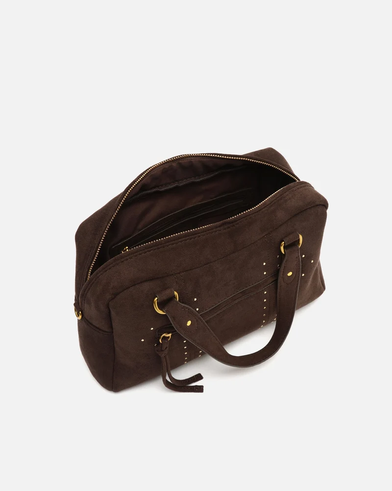 Seysy bolso de mano y bandolera efecto ante con detalles metálicos