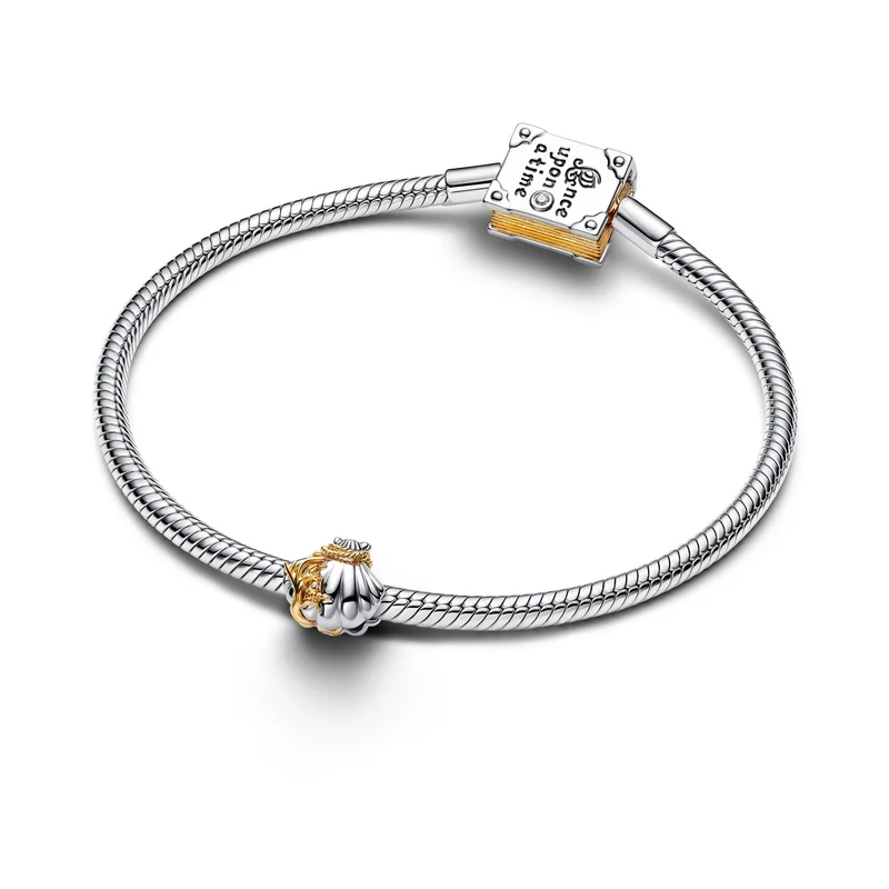 Pandora Disney Verguld 0.012 ct TW Lab-Grown Diamond Disney Prinsessen Ariel Schelp Tweekleurige Bedel 764403C01