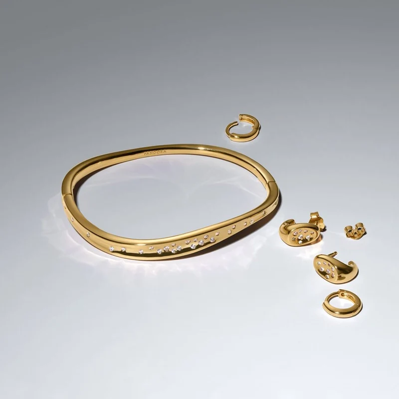Pandora Essence Verguld Organisch Gevormd Stone-Set Oorknoppen 264661C01
