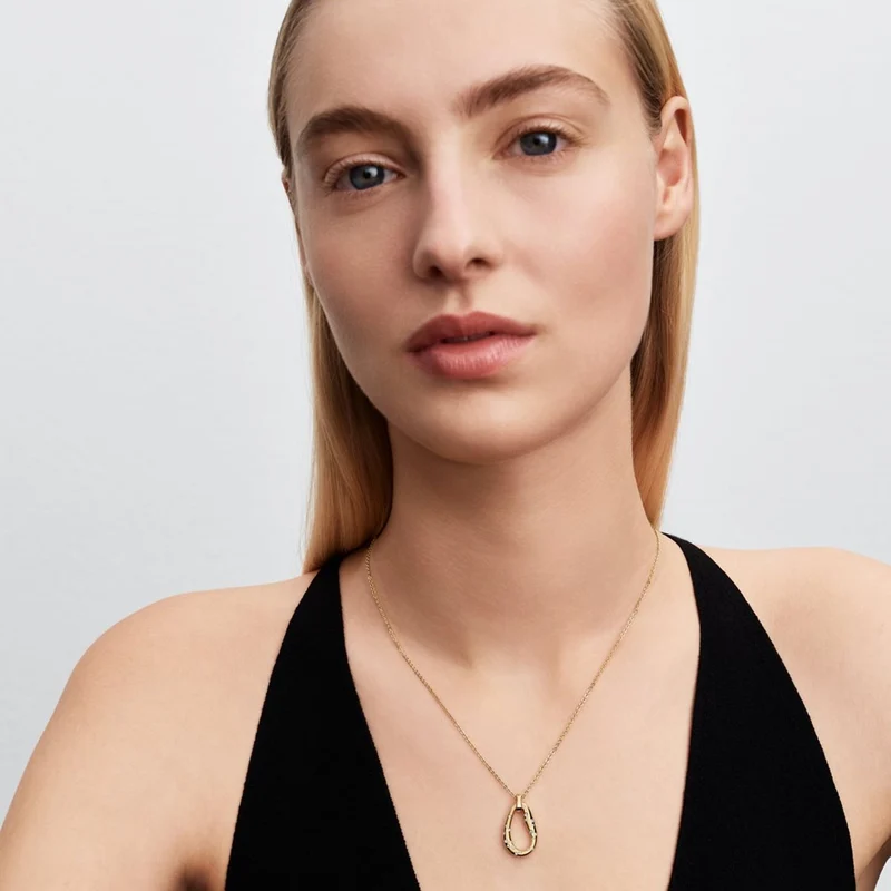 Pandora Essence Verguld Organisch Gevormd Stone-Set Pendant Ketting 364666C01-45