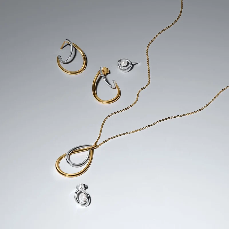 Pandora Essence Verguld Tweekleurige Double Pendant Ketting 364668C00-50