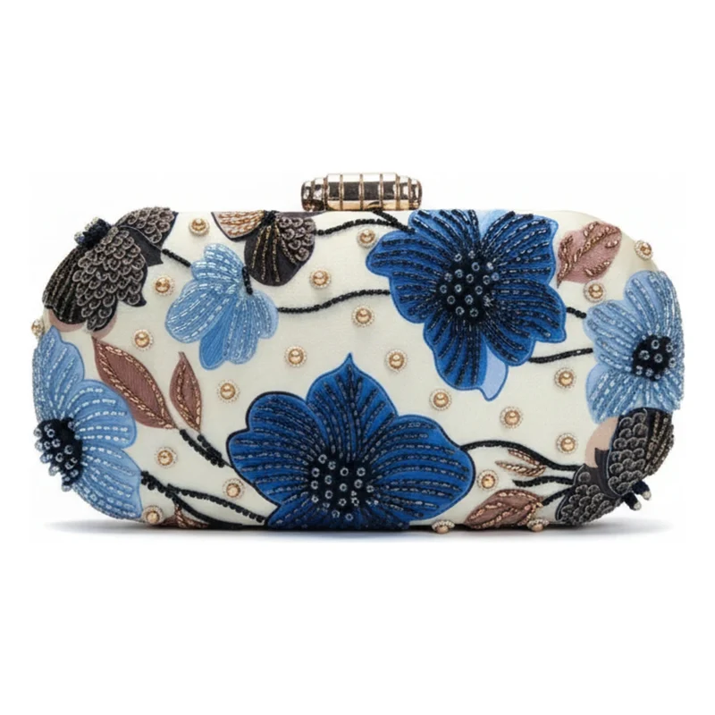 Bolso Ovalado Lennox Cobalté Beige y Azules
