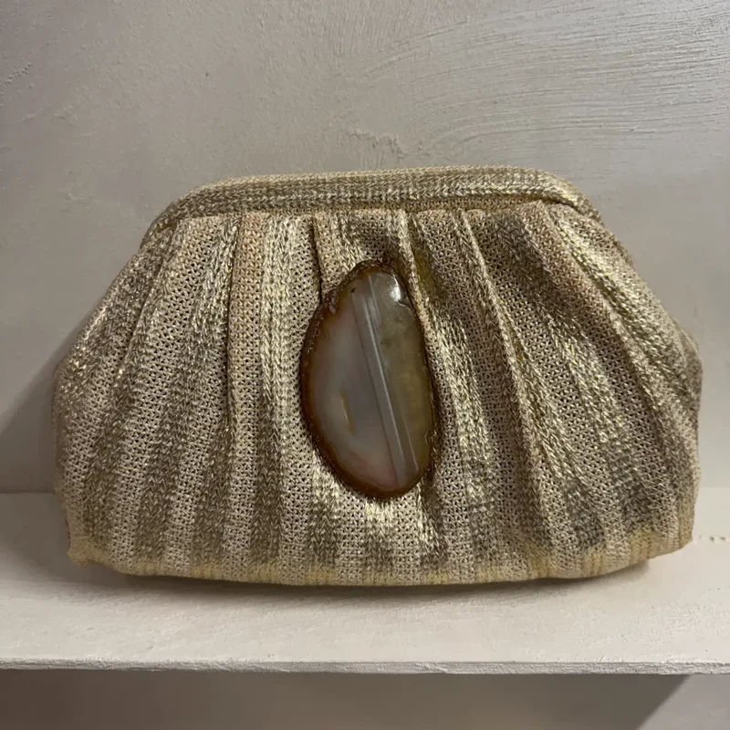 Bolso Nube Ojal Dorado Piedra Marrón