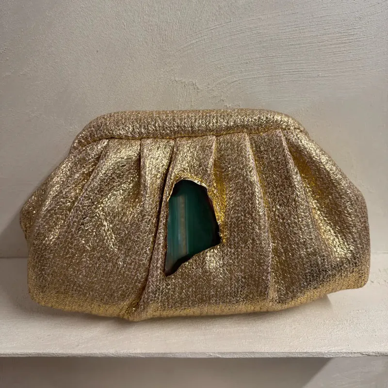 Bolso Nube Ojal Dorado Piedra Verde