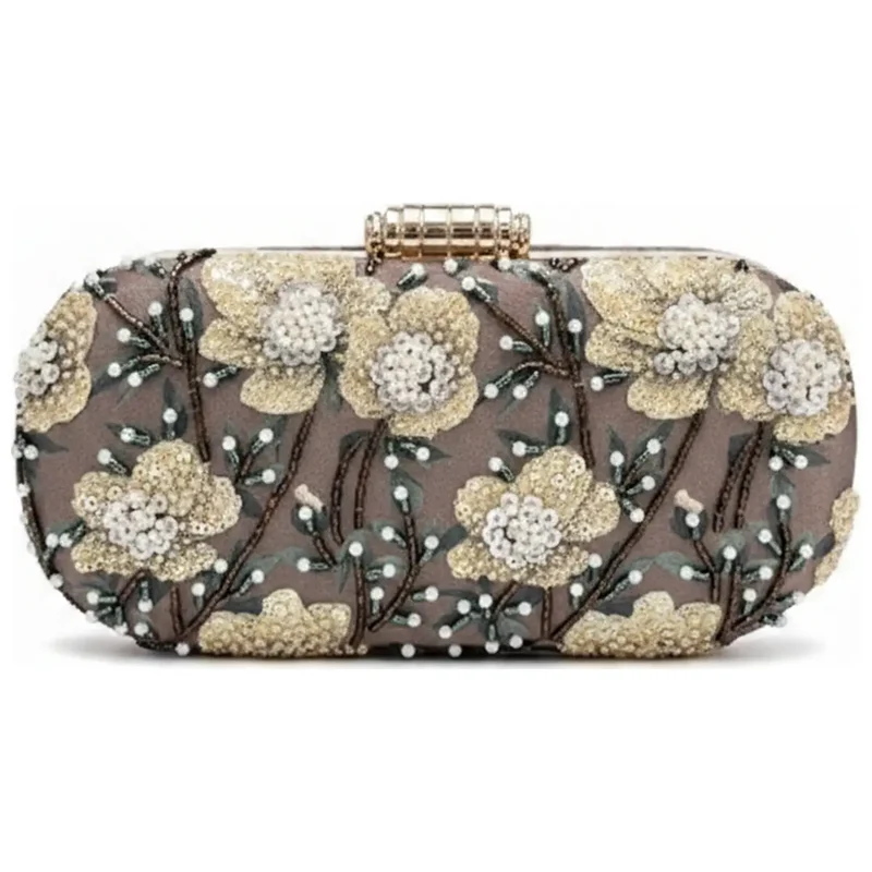 Bolso Ovalado Lennox Lirio Marrón y Beige