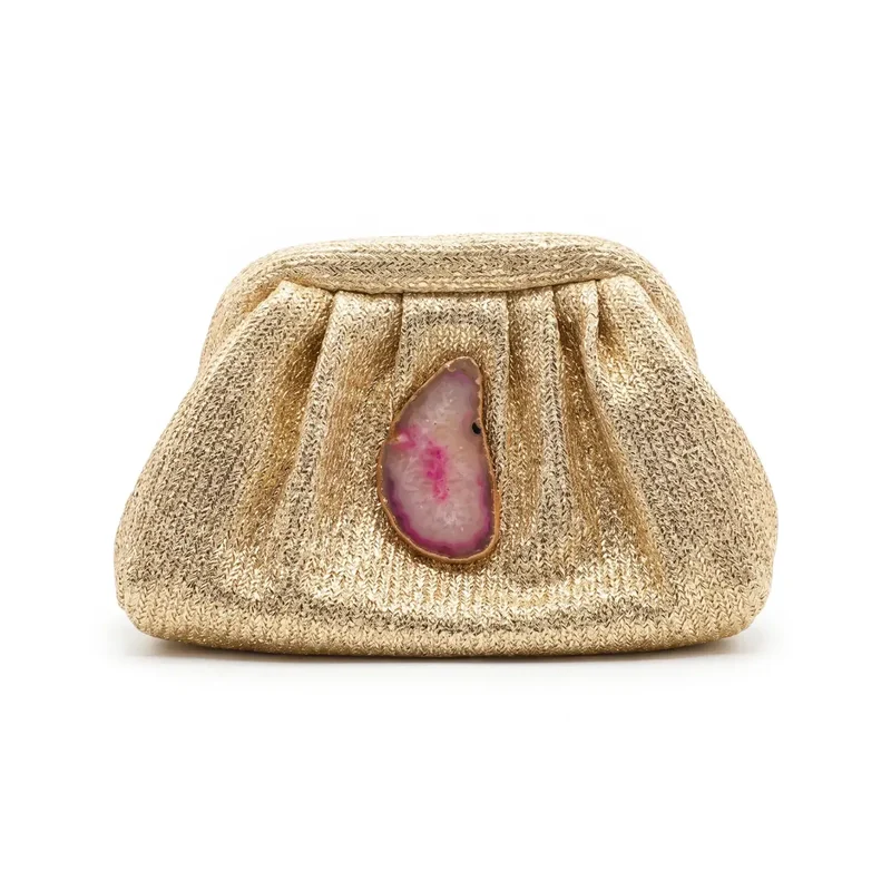 Bolso Nube Ojal Dorado Piedra Fucsia