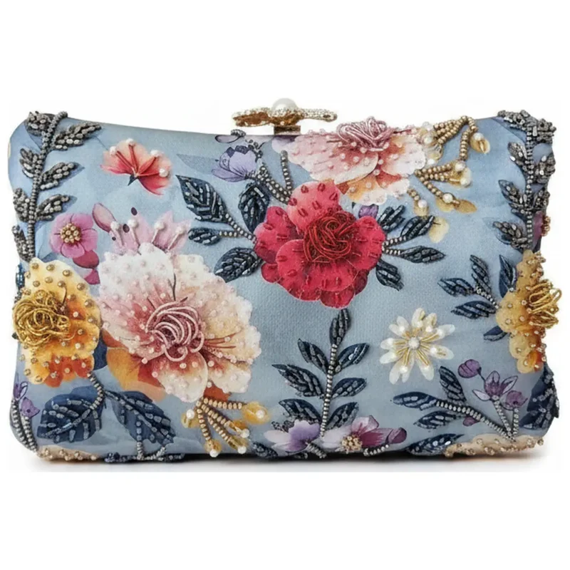 Bolso Curve Mirabel Azul gris, Rojo y Amarillo