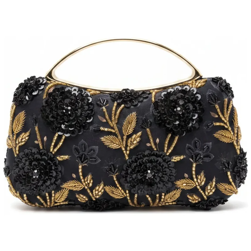 Bolso Curva Asa Nocturna Negro y Dorado