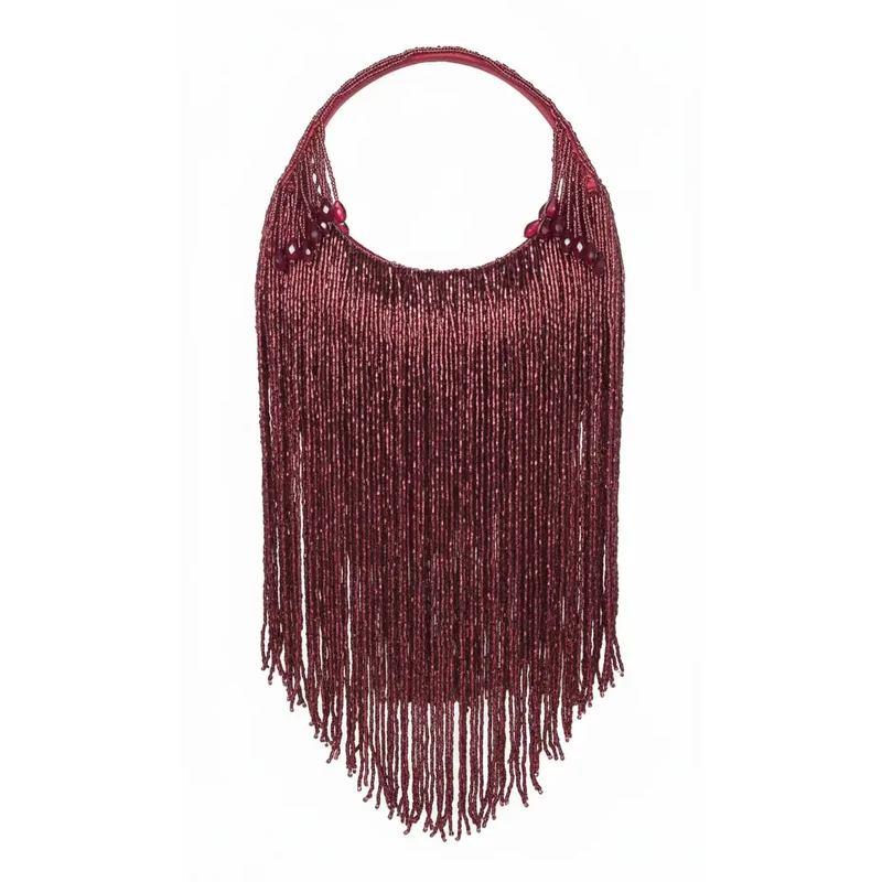 Bolso Asa Surco Flecos Burdeos